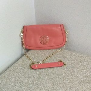 Tory Burch Amanda Coral Leather Crossbody Bag